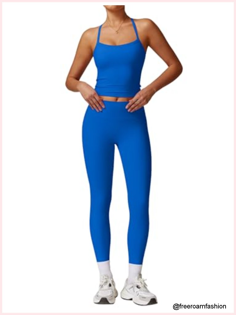 2 Piece Workout Sets For Women High Waisted Seamless Butt Lifting Leggings Gym